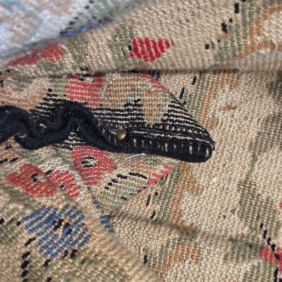 Vintage Bohemian Carpet Bag Overnight travel Handmade Bag Purse 2 handle 50s 60s - Picture 5 of 10